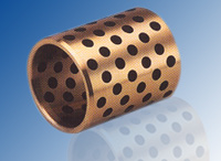 High-strength brass base/ Plugged solid lubricants bearing